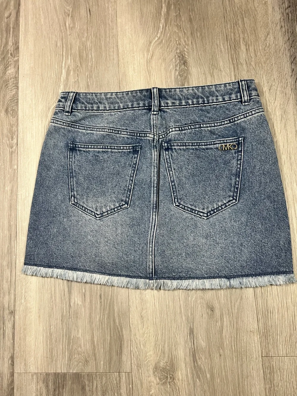 Michael Kors Frayed Denim Mini Skirt in Blue